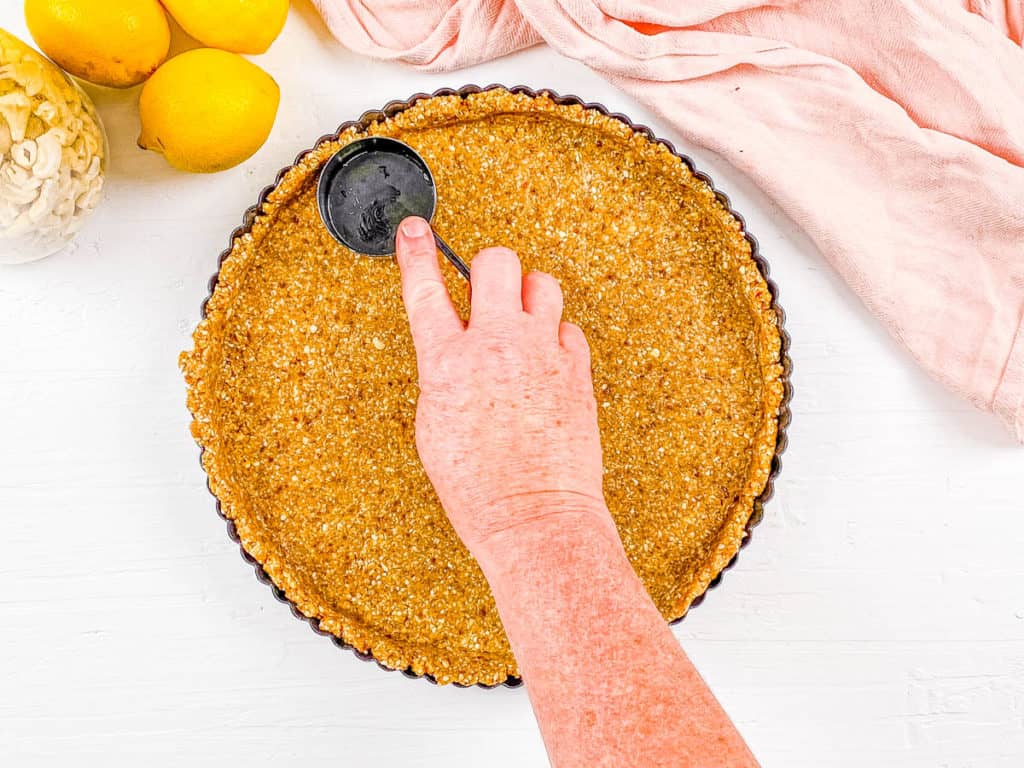 tart crust pressed into baking dish