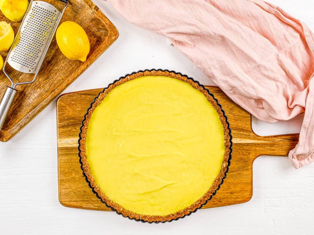 lemon curd added to tart crust