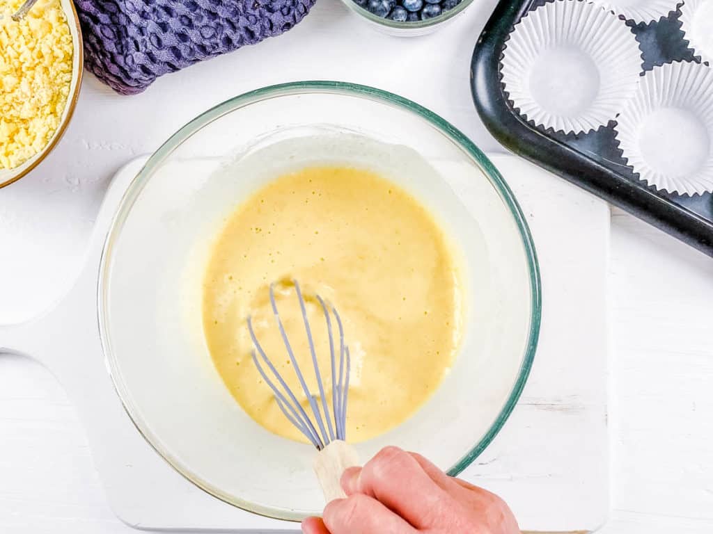 wet ingredients mixed in a bowl