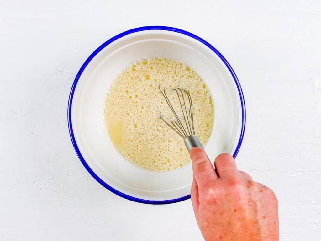 wet ingredients mixed in a bowl