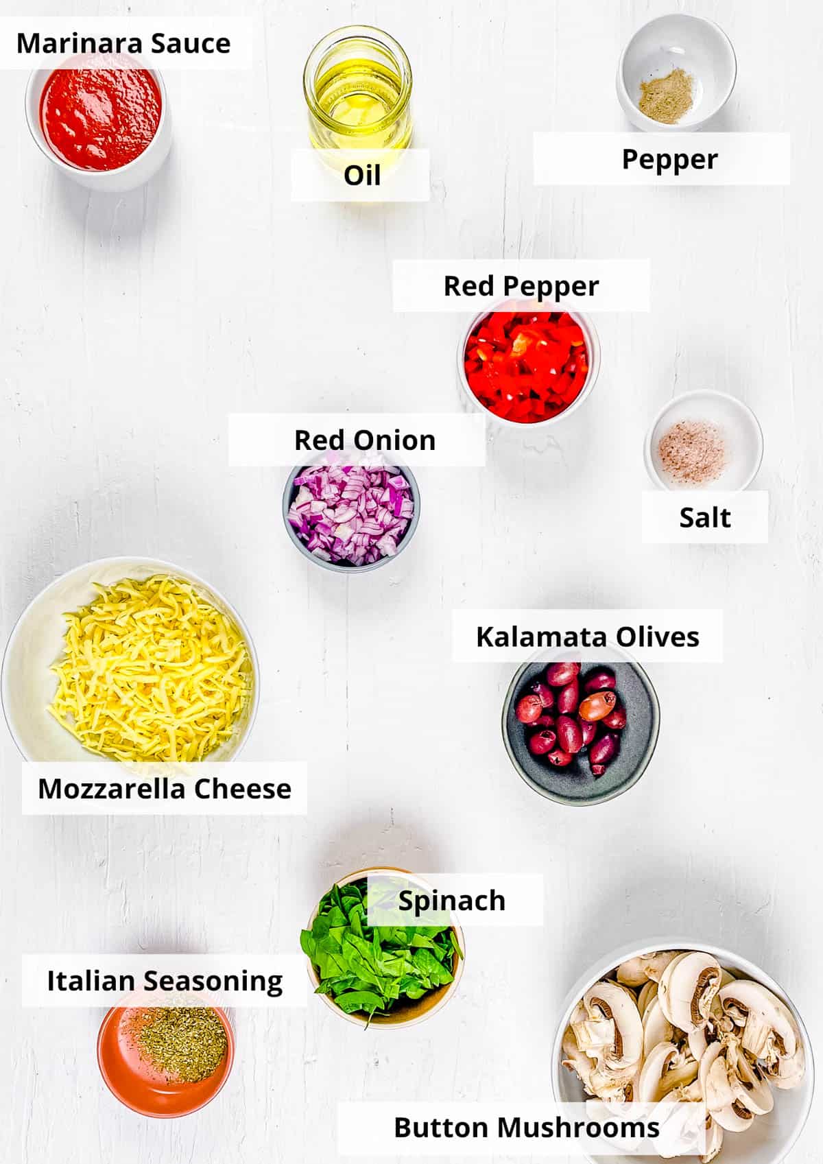 ingredients for keto pizza bowls