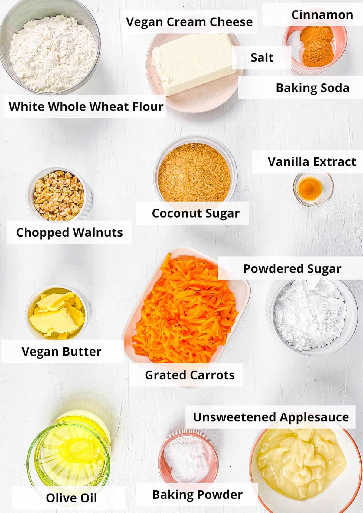 ingredients for vegan carrot cake cupcakes recipe