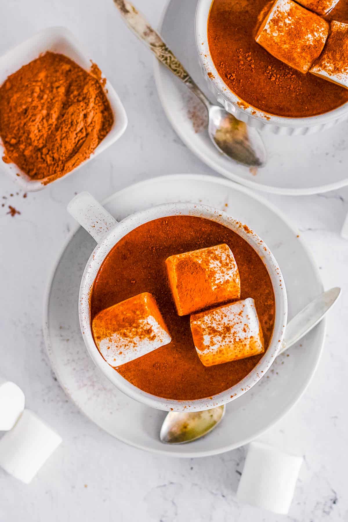 vegan protein hot chocolate in a mug