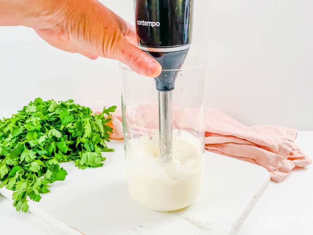 immersion blender blending ingredients