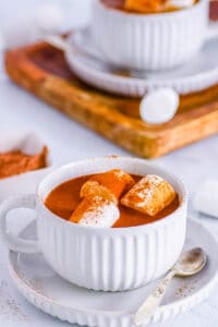 high protein hot chocolate in a mug