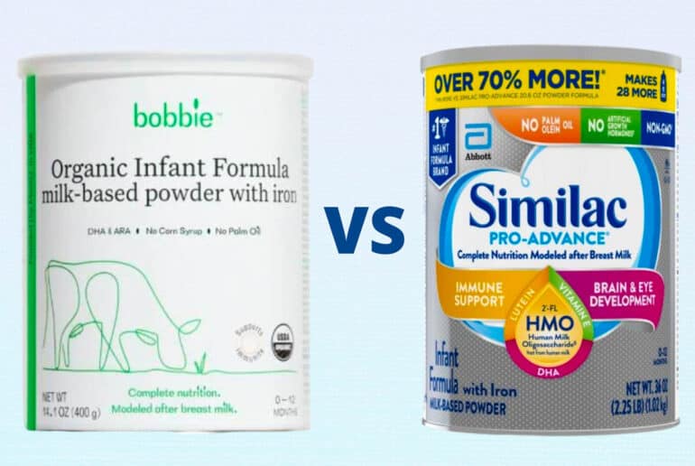 bobbie formula vs. similac formula comparison - diagram of both formulas