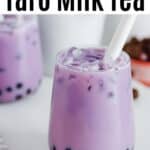 two glasses of taro milk tea with boba