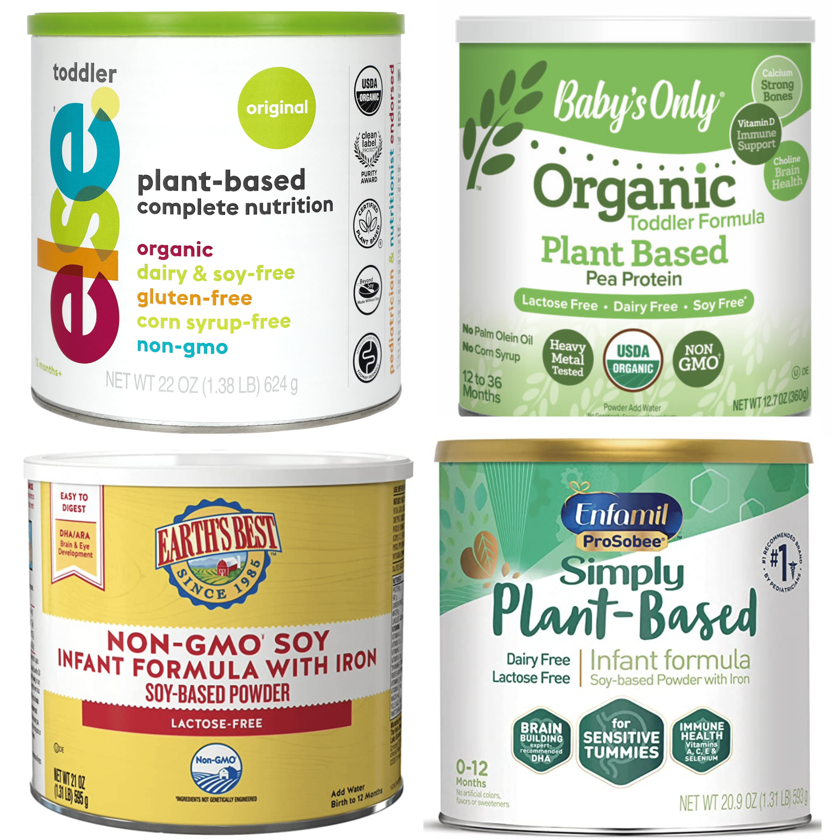 Best vegan baby formula diagram - photo of 4 different vegan baby formula brands.