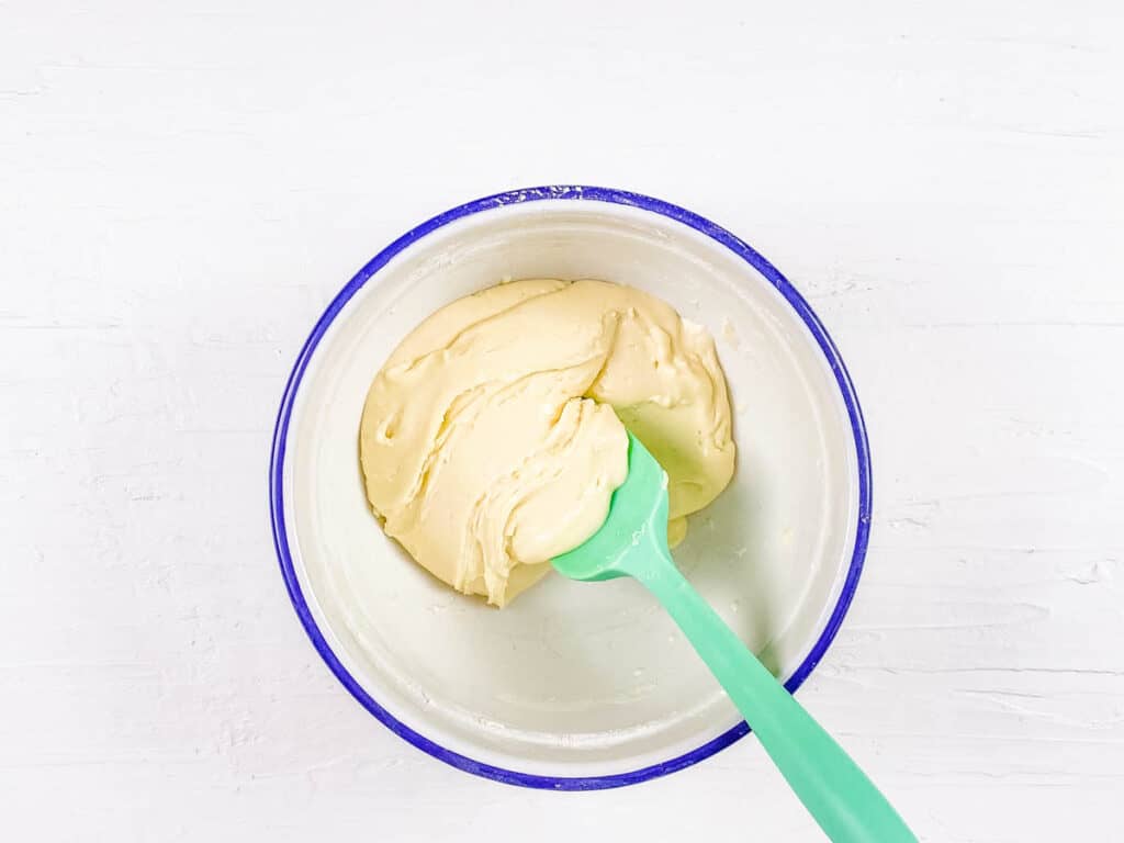 Japanese donut dough in a mixing bowl.