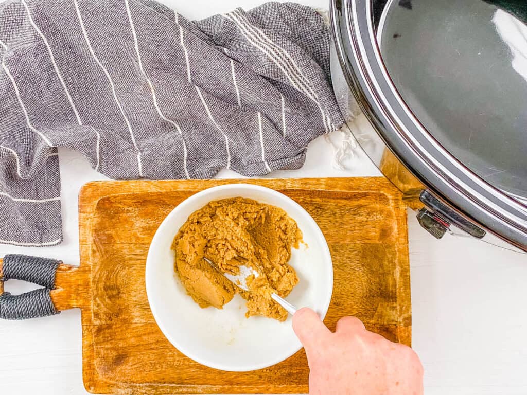 Brown sugar topping mixed in a bowl.