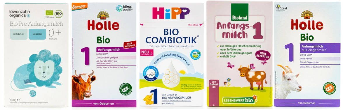 Best german baby formula graphic with all 5 german baby formulas in a row.