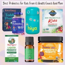 Collage of the best probiotics for kids including Hiya, Lovebug, Mary Ruth's, Bobbie and more.