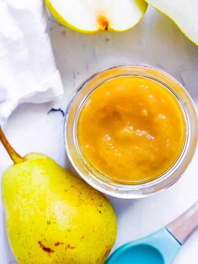 Homemade Pear Puree Baby Food Story The Picky Eater   Cropped Pear Baby Food 