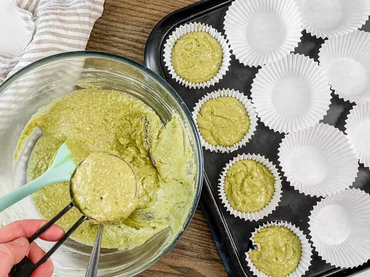 muffin batter in cupcake liners