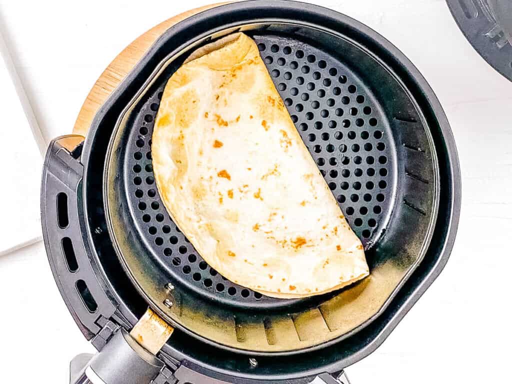 Quesadilla cooked in the air fryer.