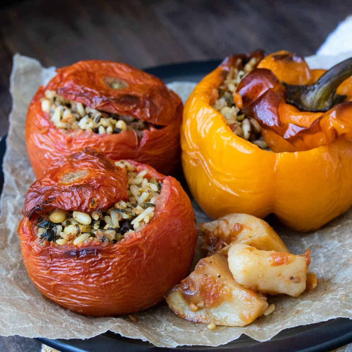 Yemista Greek Stuffed Tomatoes and Peppers