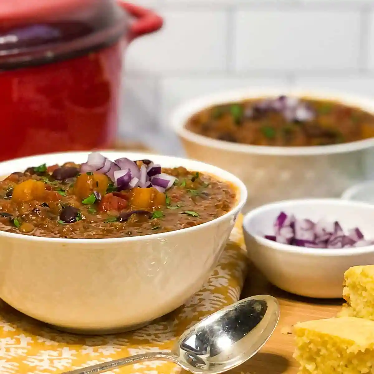 Vegetarian Chili With Lentils and Butternut Squash