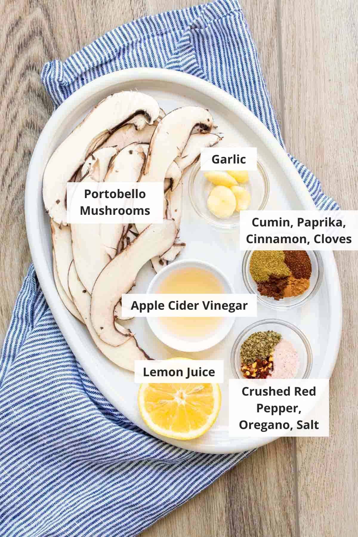 Ingredients for vegan shawarma recipe on a countertop.