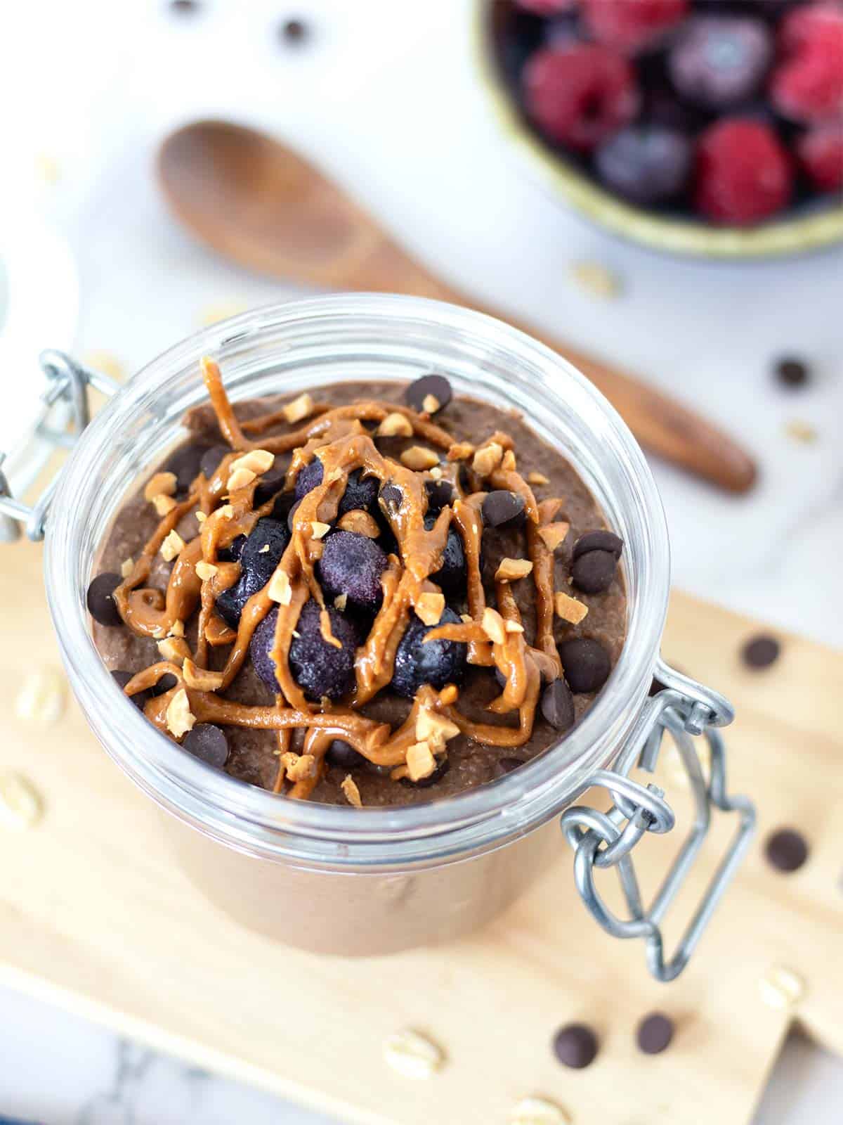 Chocolate Peanut Butter Blended Overnight Oats