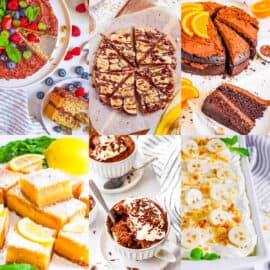 Collage of healthy desserts on a white background