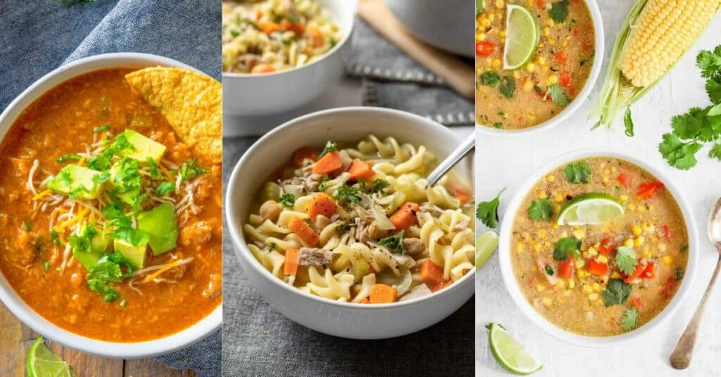 Banner image collage of 3 vegan soups.