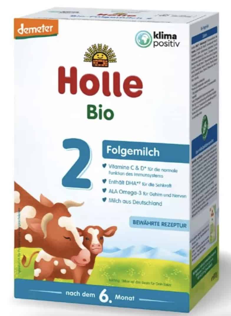 Box of Holle Stage 2 formula on a white background.