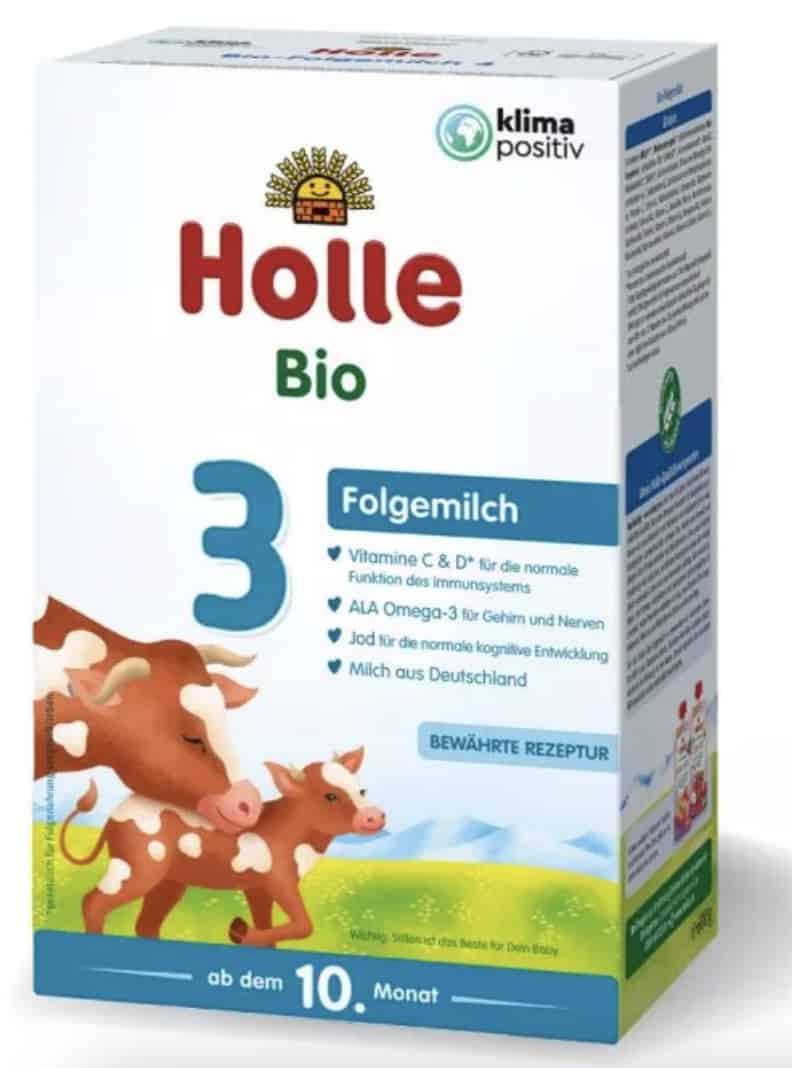 Box of Holle Stage 3 formula on a white background.