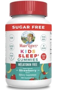 Bottle of Mary Ruth's sleep aid gummies for kids - melatonin free.