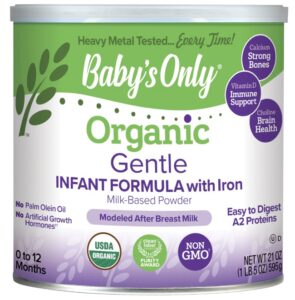 Can of Baby's Only gentle infant formula.