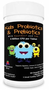 Bottle of Intelligent Labs prebiotic and probiotic supplement for kids.