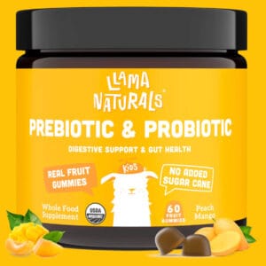 Bottle of Llama Naturals prebiotic and probiotic for kids.