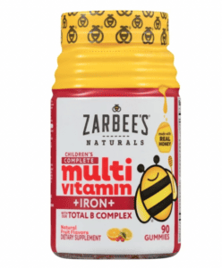 A shot of zarbee's children's complete multi vitamin with iron.