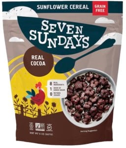 Bag of Seven Sundays Sunflower Cereal, cocoa flavor.