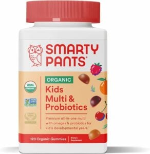 A bottle of smart pants kids vitamins.