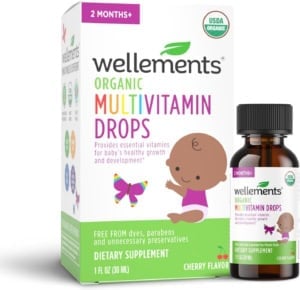 Bottle of Wellements Organic Multivitamin drops for infants.