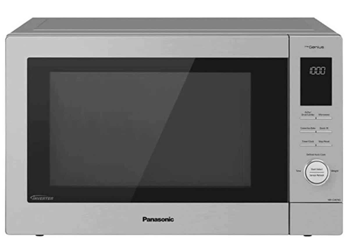 Panasonic air fryer microwave oven on a white background.